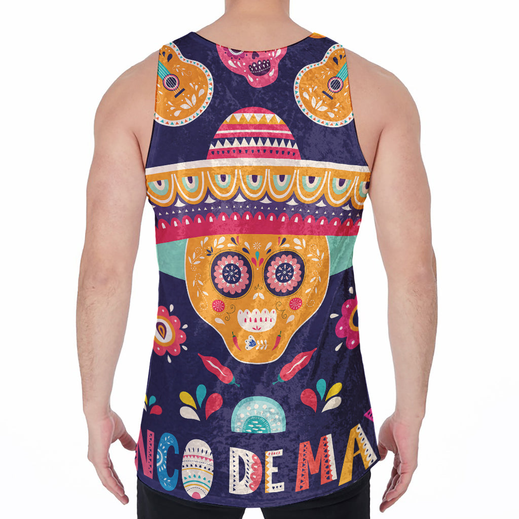 Mexican Skull Cinco de Mayo Print Men's Velvet Tank Top