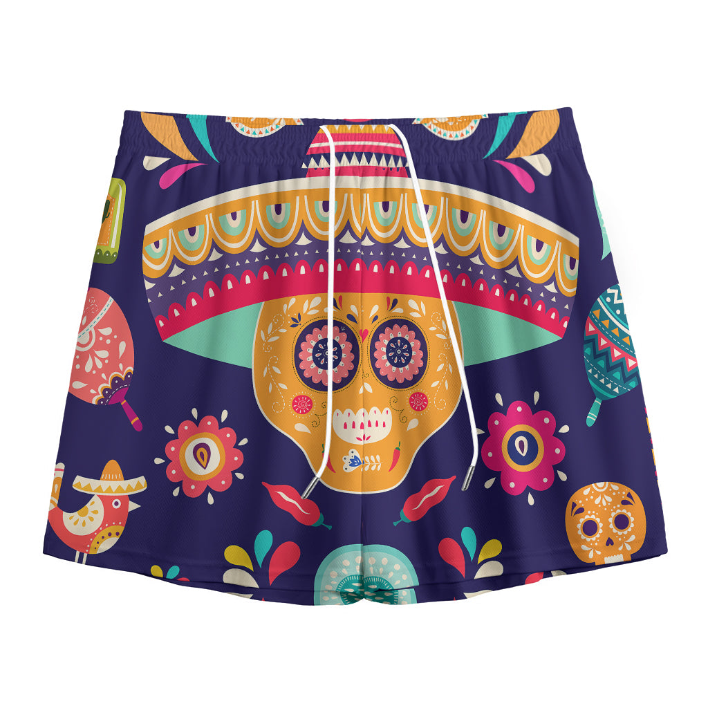 Mexican Skull Cinco de Mayo Print Mesh Shorts