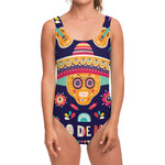 Mexican Skull Cinco de Mayo Print One Piece Swimsuit