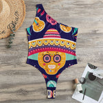 Mexican Skull Cinco de Mayo Print One Shoulder Bodysuit