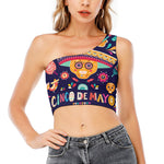 Mexican Skull Cinco de Mayo Print One Shoulder Crop Top