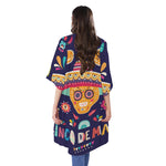 Mexican Skull Cinco de Mayo Print Open Front Beach Cover Up