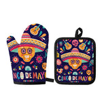 Mexican Skull Cinco de Mayo Print Oven Mitt And Pot Holder Set