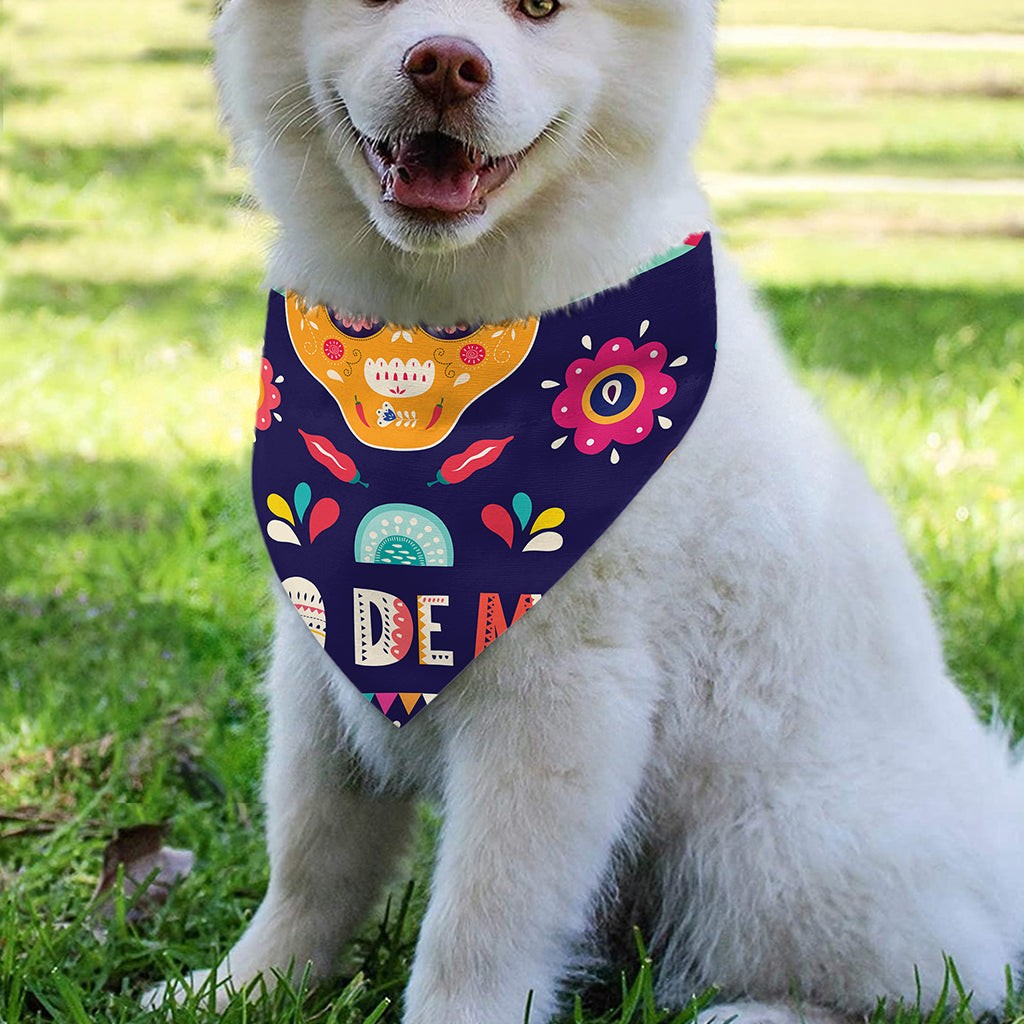 Mexican Skull Cinco de Mayo Print Over The Collar Dog Bandana