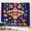 Mexican Skull Cinco de Mayo Print Pencil Pleat Curtains