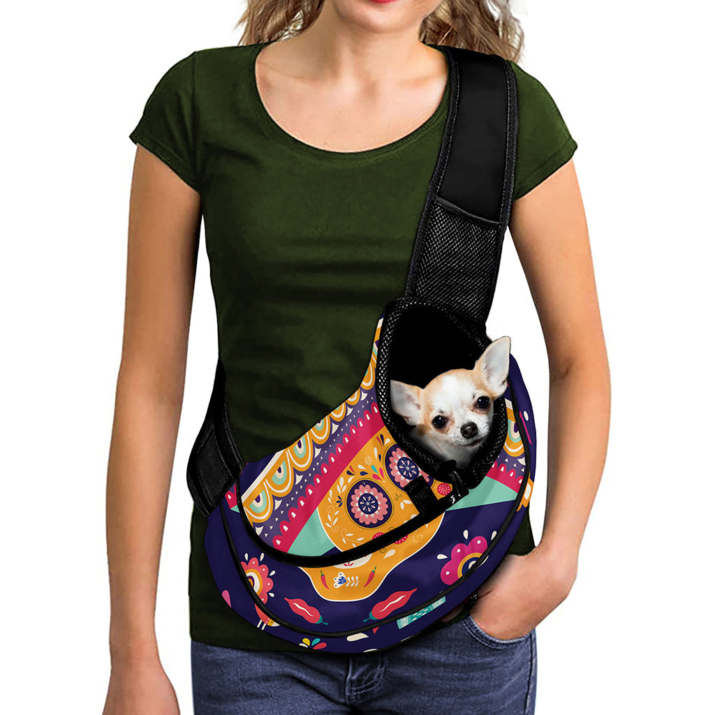 Mexican Skull Cinco de Mayo Print Pet Sling Carrier