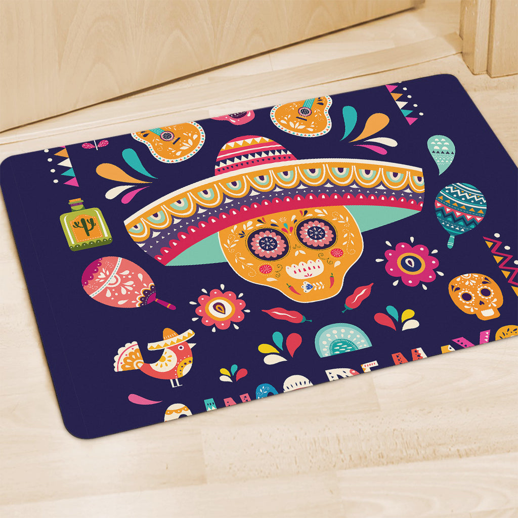 Mexican Skull Cinco de Mayo Print Polyester Doormat