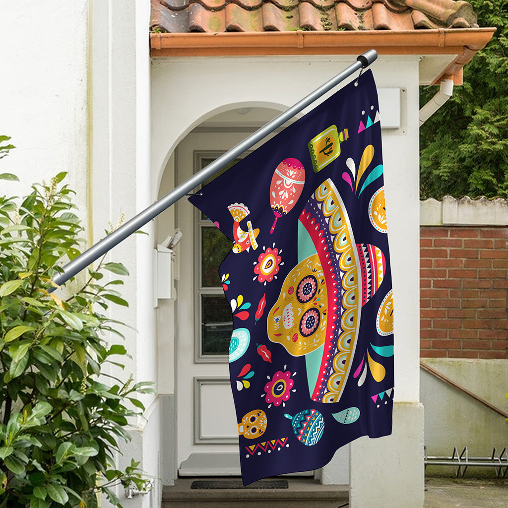 Mexican Skull Cinco de Mayo Print Polyester Flag
