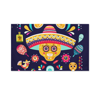 Mexican Skull Cinco de Mayo Print Polyester Flag
