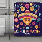 Mexican Skull Cinco de Mayo Print Polyester Shower Curtain