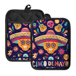Mexican Skull Cinco de Mayo Print Pot Holders With Pocket