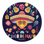 Mexican Skull Cinco de Mayo Print Round Blanket