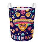 Mexican Skull Cinco de Mayo Print Round Laundry Basket