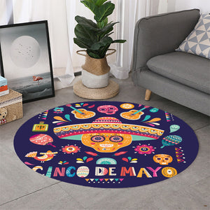 Mexican Skull Cinco de Mayo Print Round Rug