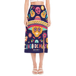 Mexican Skull Cinco de Mayo Print Side Slit Midi Skirt