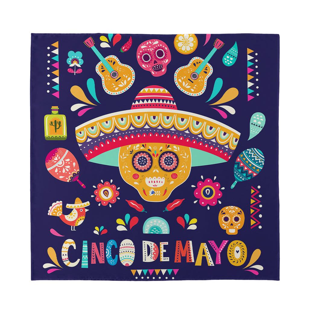 Mexican Skull Cinco de Mayo Print Silk Bandana