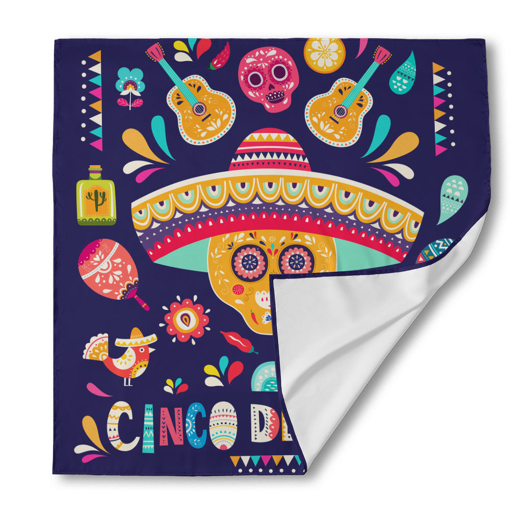 Mexican Skull Cinco de Mayo Print Silk Bandana