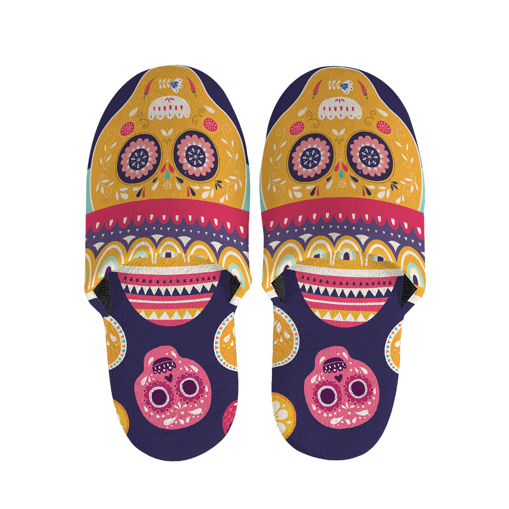 Mexican Skull Cinco de Mayo Print Slippers