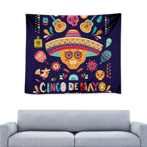 Mexican Skull Cinco de Mayo Print Tapestry