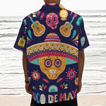 Mexican Skull Cinco de Mayo Print Textured Short Sleeve Shirt