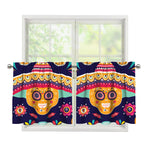 Mexican Skull Cinco de Mayo Print Tier Curtains