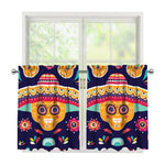 Mexican Skull Cinco de Mayo Print Tier Curtains