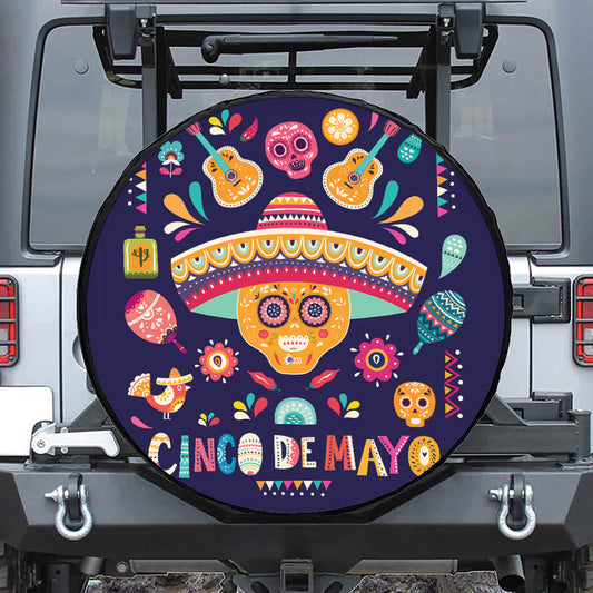 Mexican Skull Cinco de Mayo Print Tire Cover