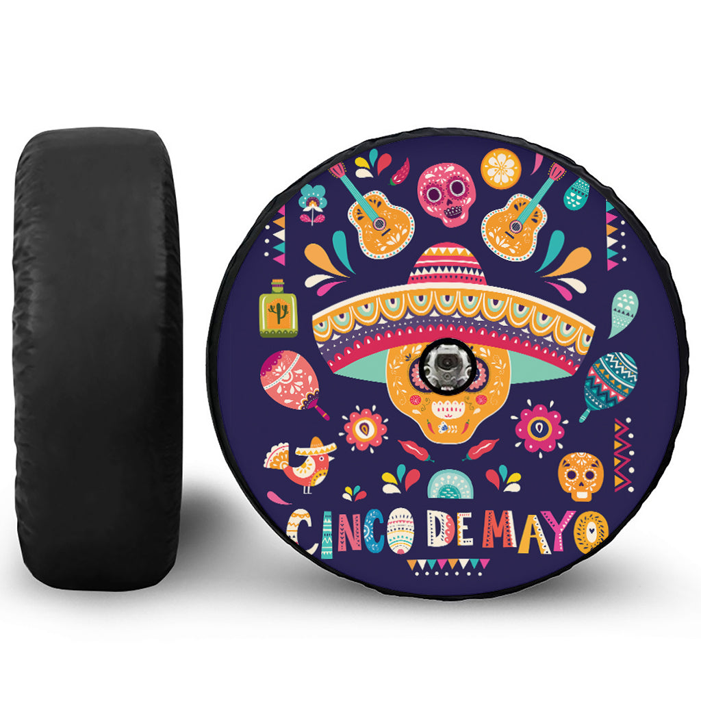 Mexican Skull Cinco de Mayo Print Tire Cover With Camera Hole
