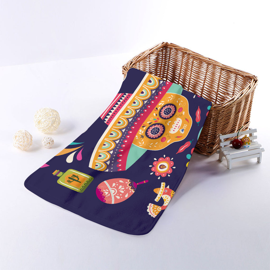 Mexican Skull Cinco de Mayo Print Towel