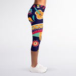 Mexican Skull Cinco de Mayo Print Women's Capri Leggings
