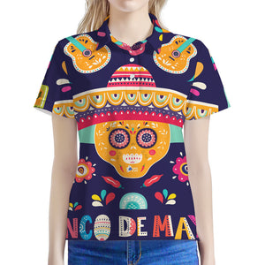 Mexican Skull Cinco de Mayo Print Women's Polo Shirt