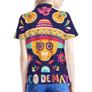 Mexican Skull Cinco de Mayo Print Women's Polo Shirt