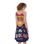 Mexican Skull Cinco de Mayo Print Women's Sleeveless Dress