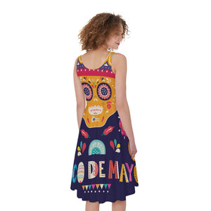 Mexican Skull Cinco de Mayo Print Women's Sleeveless Dress