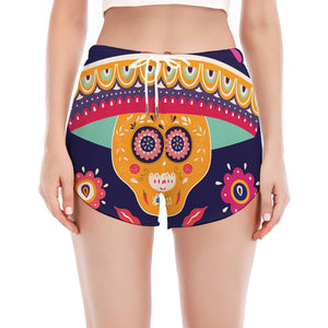 Mexican Skull Cinco de Mayo Print Women's Split Running Shorts