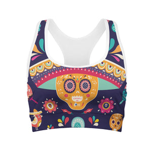 Mexican Skull Cinco de Mayo Print Women's Sports Bra