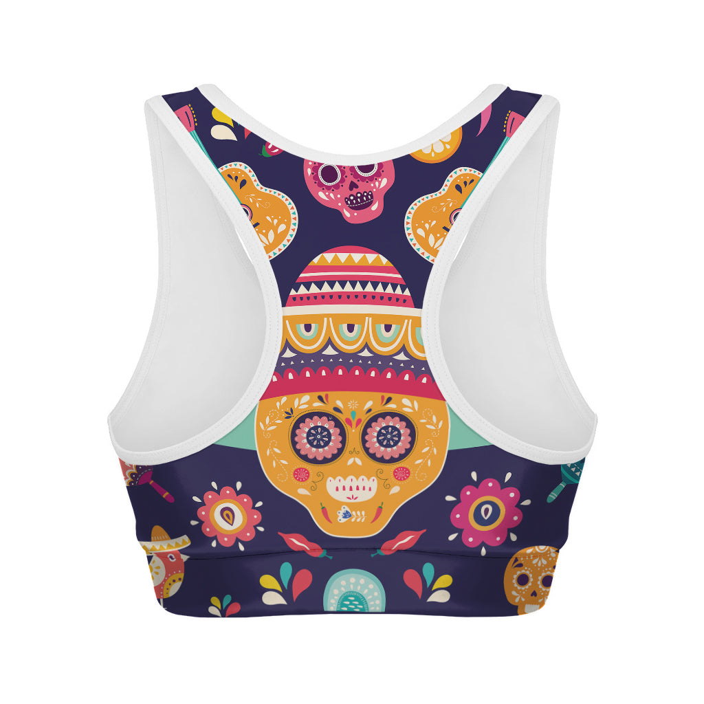 Mexican Skull Cinco de Mayo Print Women's Sports Bra