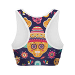 Mexican Skull Cinco de Mayo Print Women's Sports Bra