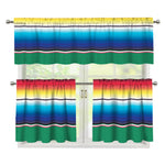 Mexican Striped Blanket Pattern Print 3 Piece Kitchen Curtains