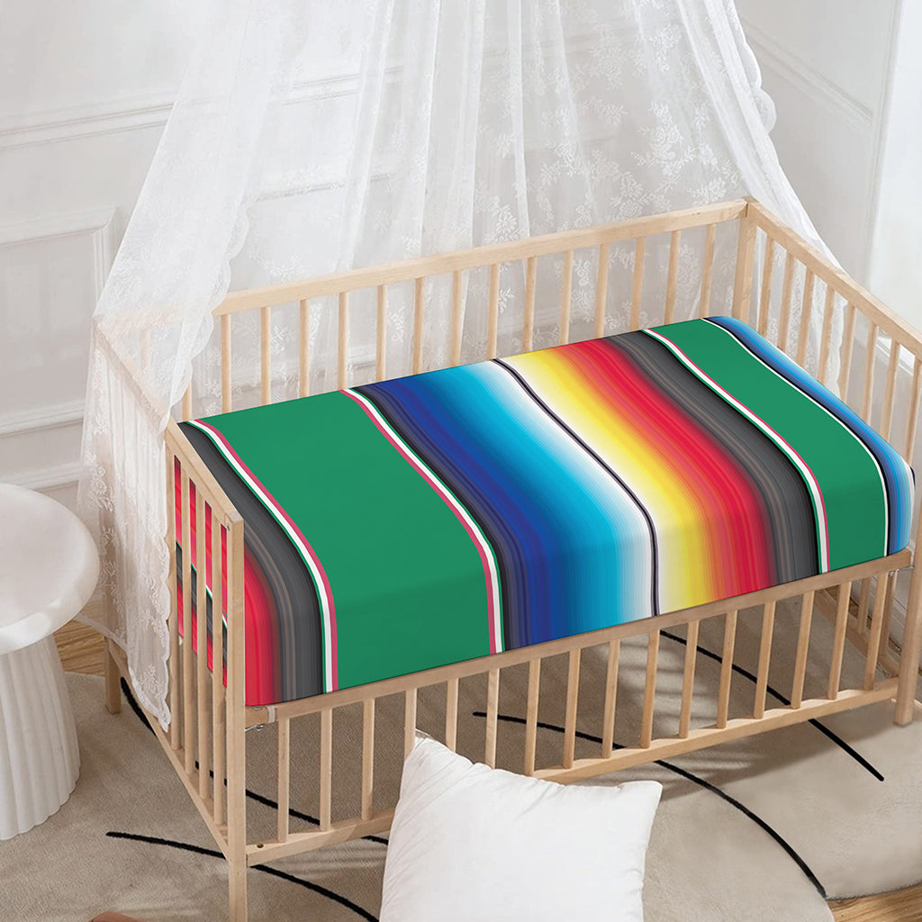 Mexican Striped Blanket Pattern Print Baby Crib Sheet