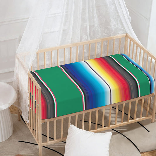Mexican Striped Blanket Pattern Print Baby Crib Sheet
