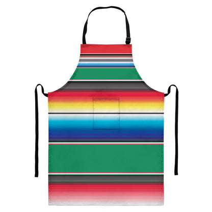 Mexican Striped Blanket Pattern Print Bib Apron With Pocket