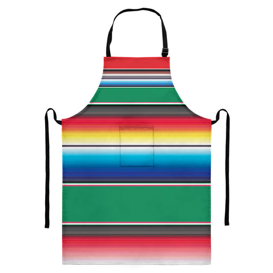 Mexican Striped Blanket Pattern Print Bib Apron With Pocket