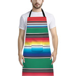 Mexican Striped Blanket Pattern Print Bib Apron With Pocket