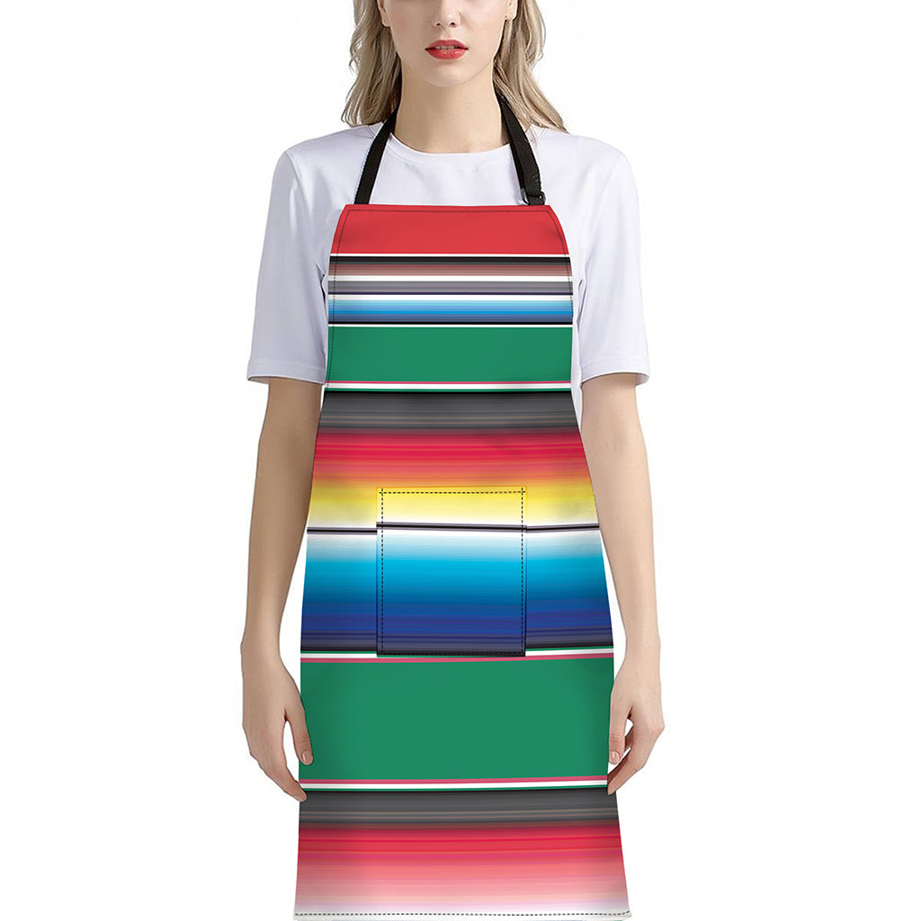 Mexican Striped Blanket Pattern Print Bib Apron With Pocket