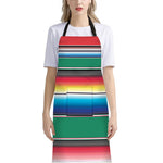 Mexican Striped Blanket Pattern Print Bib Apron With Pocket