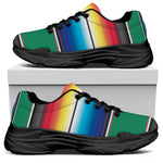 Mexican Striped Blanket Pattern Print Black Chunky Shoes