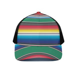 Mexican Striped Blanket Pattern Print Black Mesh Trucker Cap