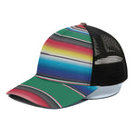 Mexican Striped Blanket Pattern Print Black Mesh Trucker Cap