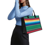 Mexican Striped Blanket Pattern Print Canvas Tote Bag